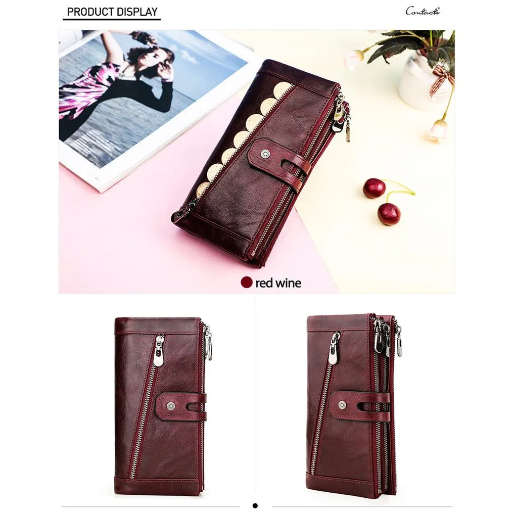 CrocLuxe Vintage RFID Long Credit Card Wallet