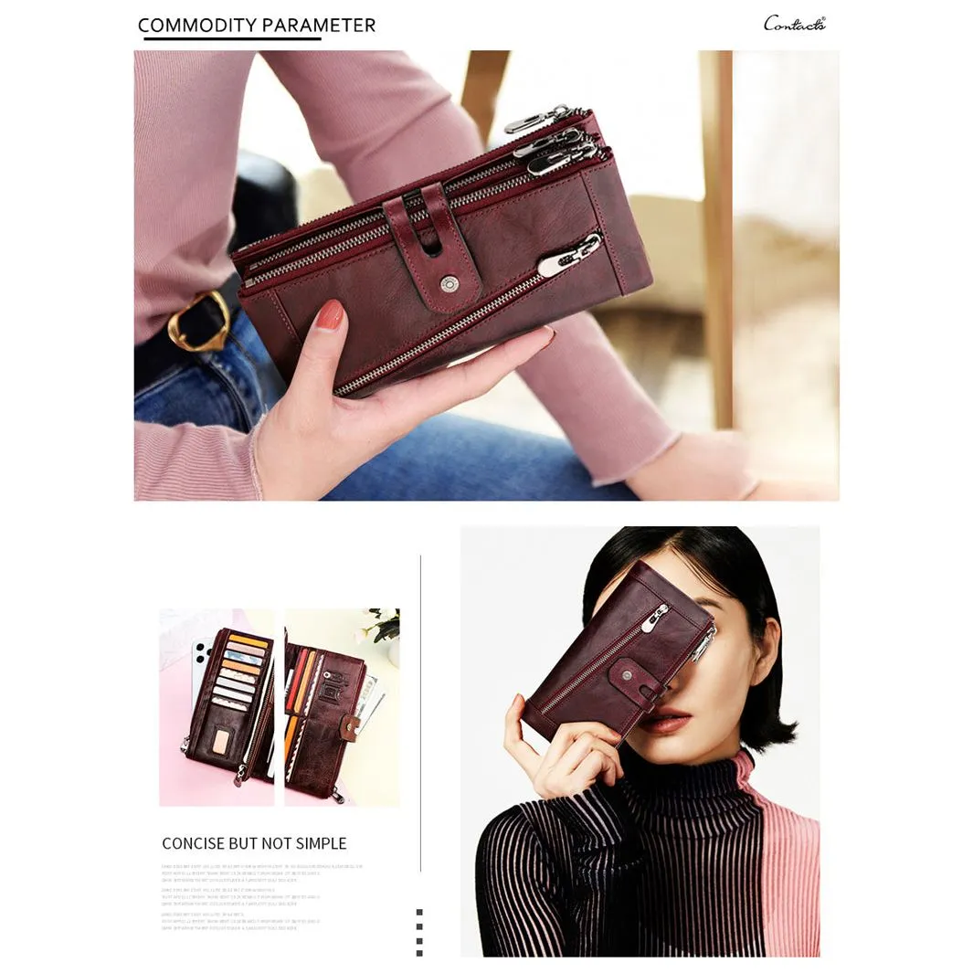 CrocLuxe Vintage RFID Long Credit Card Wallet
