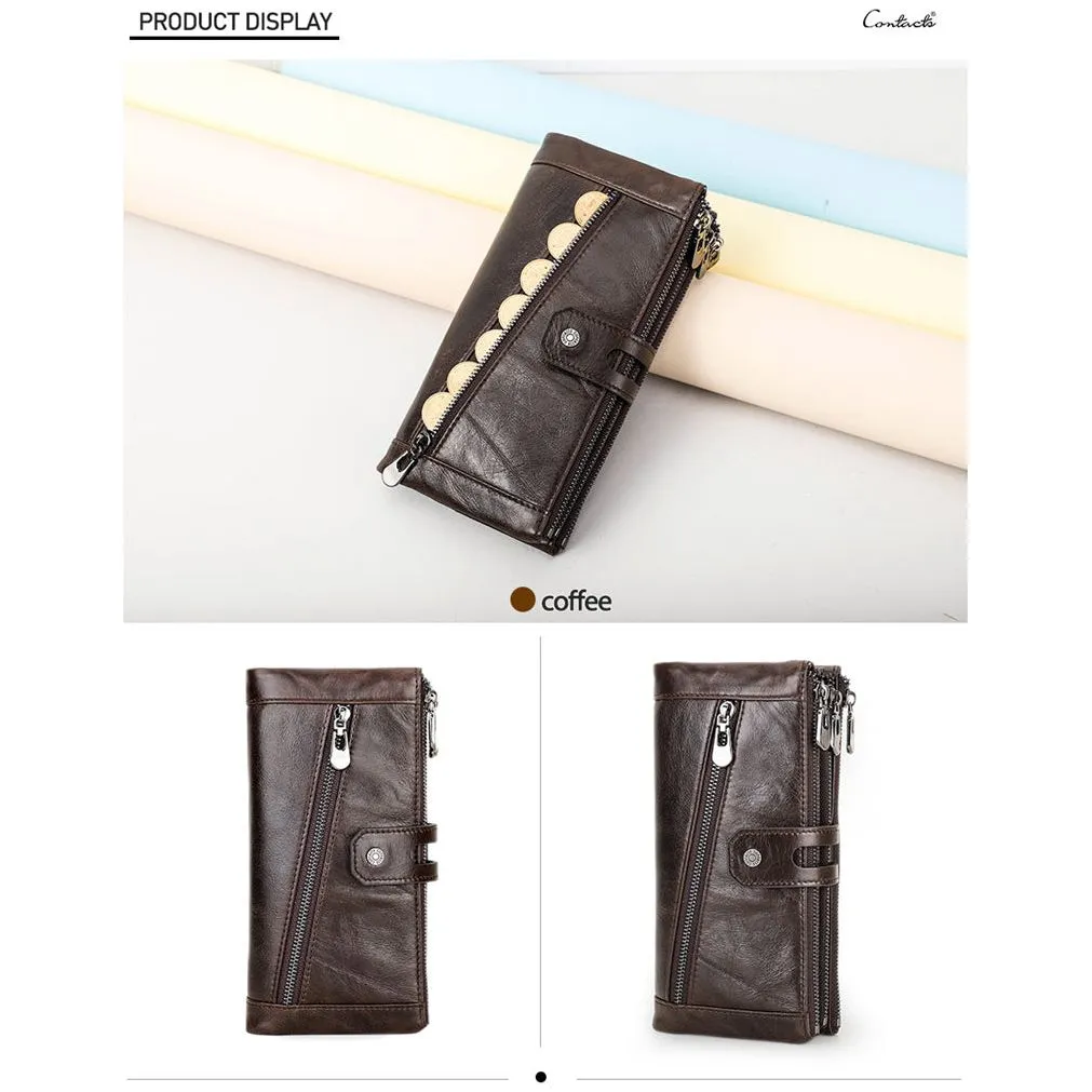 CrocLuxe Vintage RFID Long Credit Card Wallet