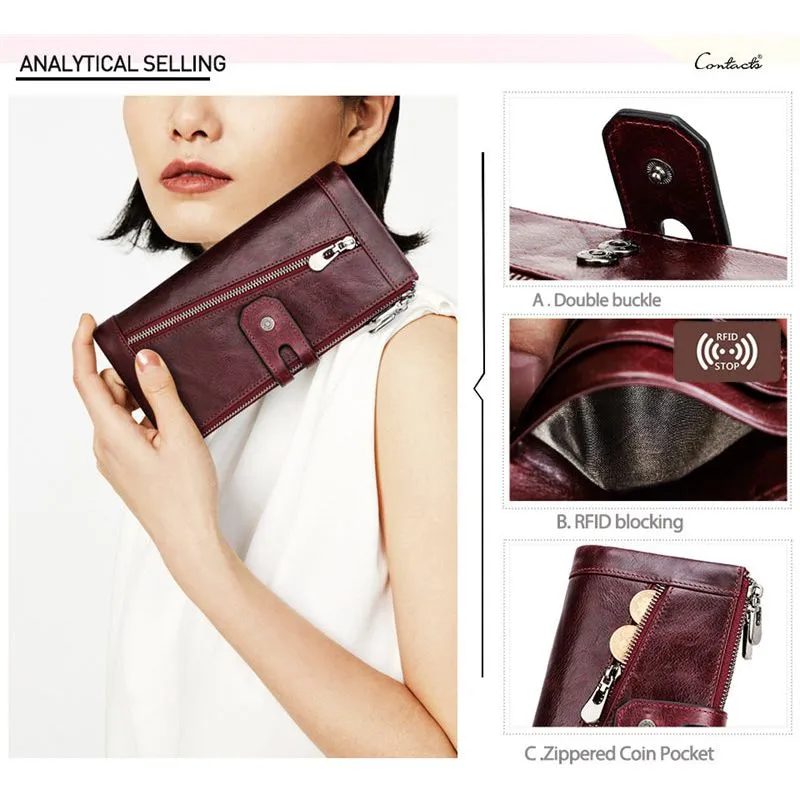 CrocLuxe Vintage RFID Long Credit Card Wallet