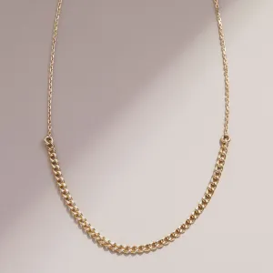 Dainty Gold Cable Chain with Half Cuban Chain, Ezi
