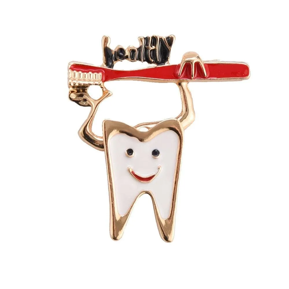 Dentist Tooth Shape Cute Medical Brooch Pin For Doctor Nurse Lapel Badge Pins Jewelry Gift Accessories