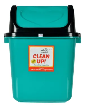 Heart Home Plastic Swing-Top Lid Dustbin For Home/Kitchen/Office, 12 Ltr (Green) (HS39HEARTH023044)