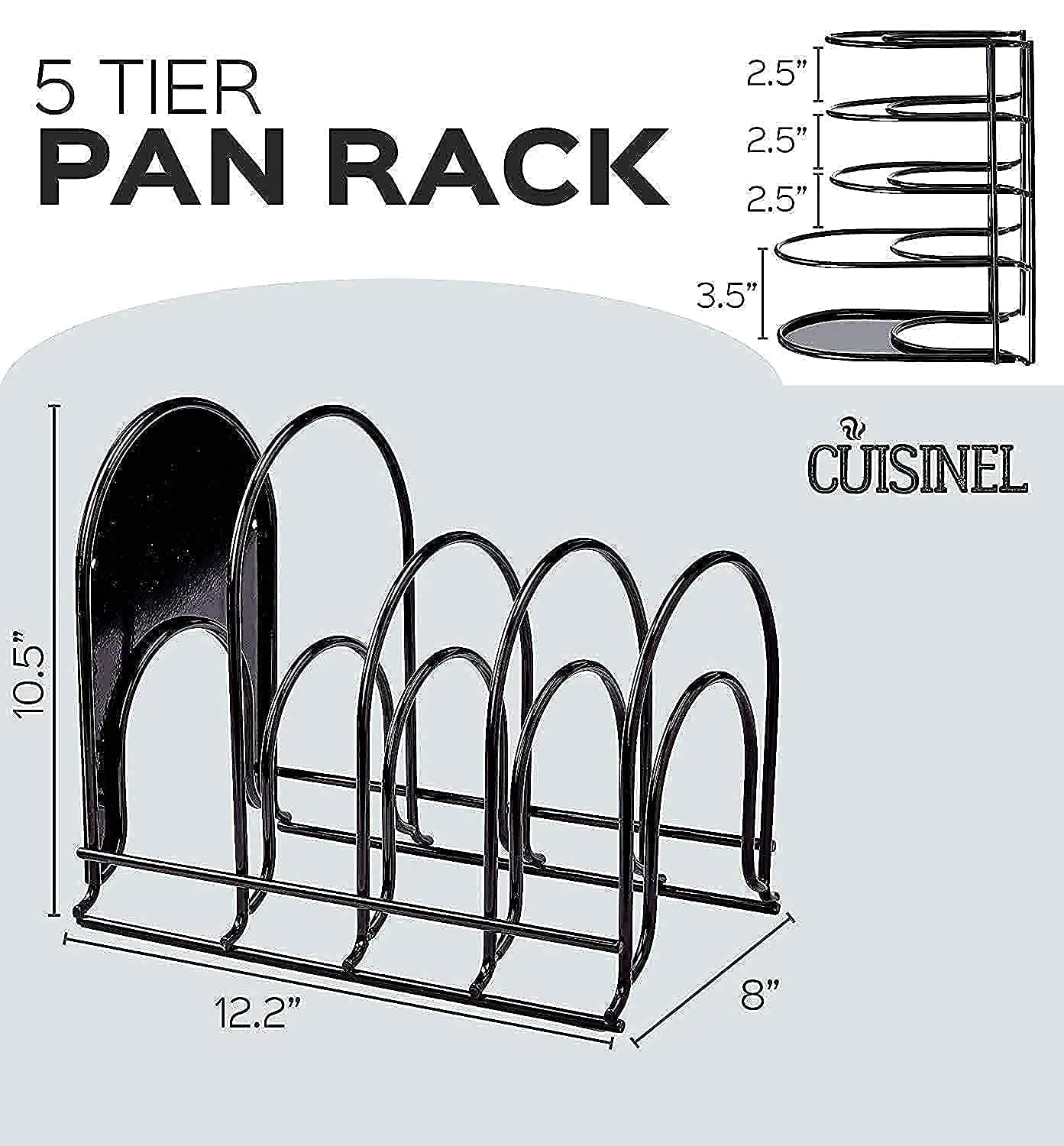Heavy Duty Pan Organizer 12"   15" Tall 5 Tier Rack Holds up to 50 LB Holds