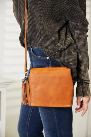 Jimmie PU Leather Crossbody Bag with Tassel
