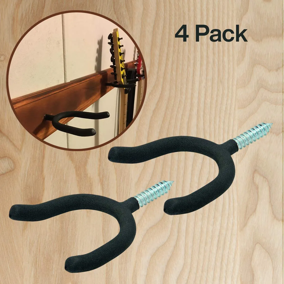 Katzco Strong U-Shaped Utility Holder - 4 Pack - 3.5 Inch - Screw In U-Shaped Hooks