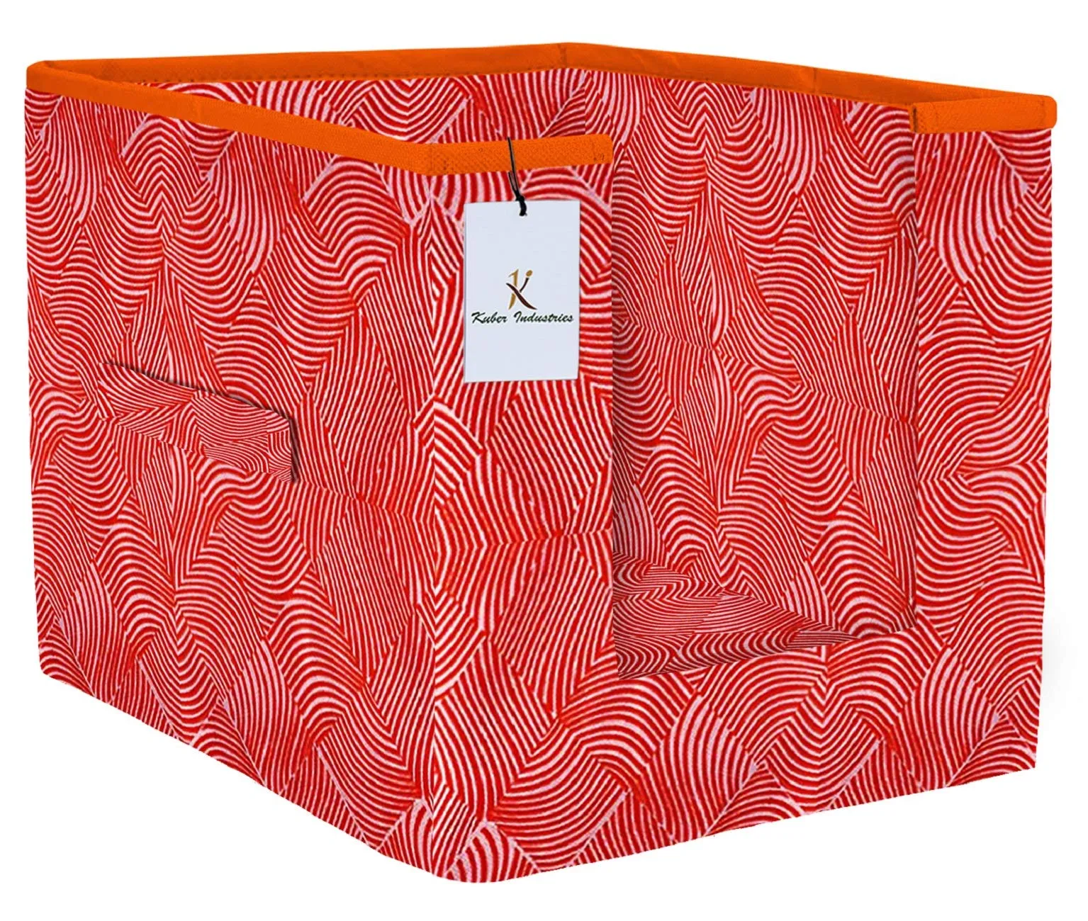 Kuber Industries Laheriya Printed 3 Piece Non Woven Shirt Stacker Wardrobe Organizer Set, (Orange) - CTKTC035110