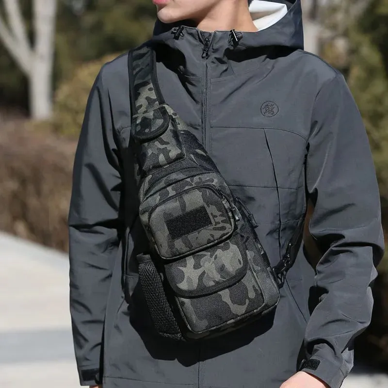 Men's Bags Casual Outdoor Sports Shoulder Messenger Bag, Multifunctional Chest Pack With Water Bottle Pouch