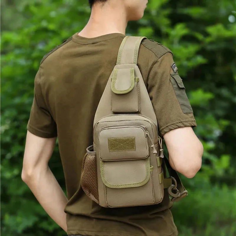 Men's Bags Casual Outdoor Sports Shoulder Messenger Bag, Multifunctional Chest Pack With Water Bottle Pouch