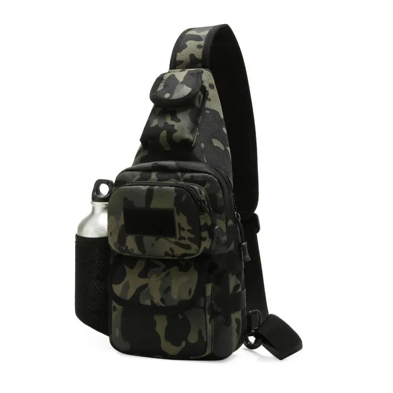 Men's Bags Casual Outdoor Sports Shoulder Messenger Bag, Multifunctional Chest Pack With Water Bottle Pouch