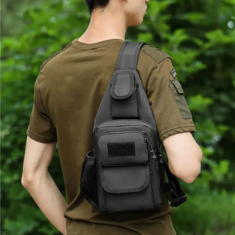 Men's Bags Casual Outdoor Sports Shoulder Messenger Bag, Multifunctional Chest Pack With Water Bottle Pouch