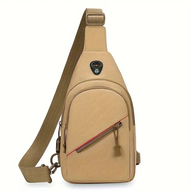 Men's Bags Casual Outdoor Sports Shoulder Messenger Bag, Multifunctional Chest Pack With Water Bottle Pouch