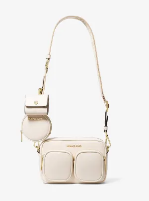 Michael Kors Jet Set Leather Crossbody Bag Medium with Case for Apple Airpods Pro beige