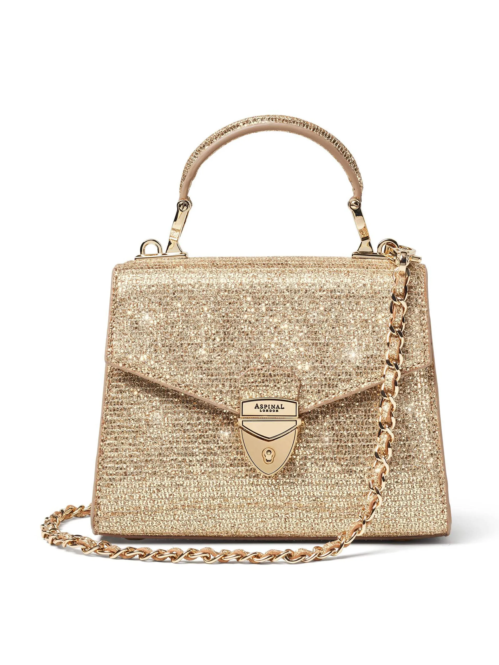Mini Mayfair 2 bag in champagne stardust glitter
