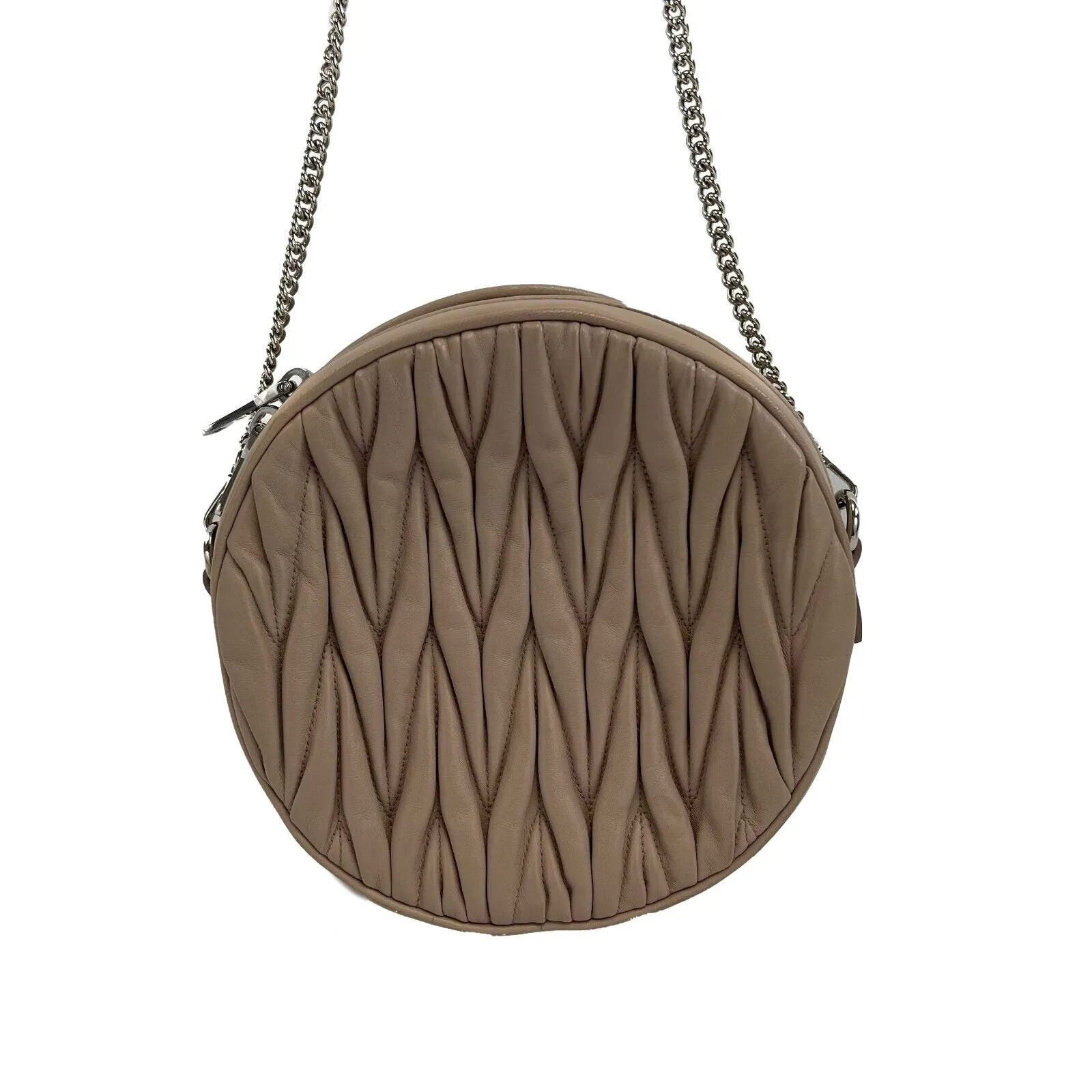 Miu Miu - Excellent - Circle Matelass Napa Leather Crossbody Bag - Powder Pink