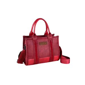 Montana West Women's Wrangler Croc Print Concealed Carry Tote Burgundy Crossbody