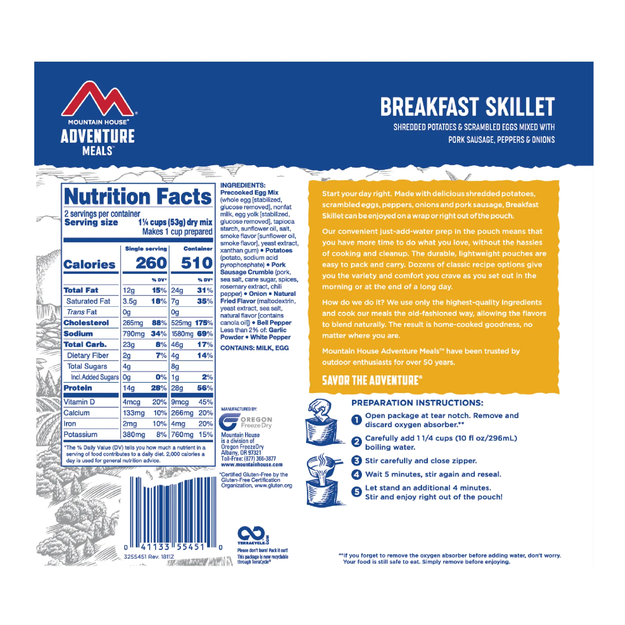 Mountain House - Breakfast Skillet Pouch - 2 Servings