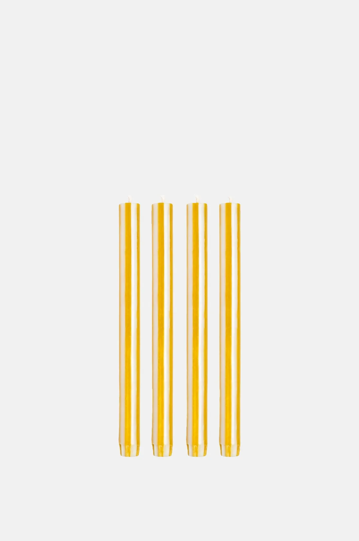 Mustard/White Dinner Candles Set of 4