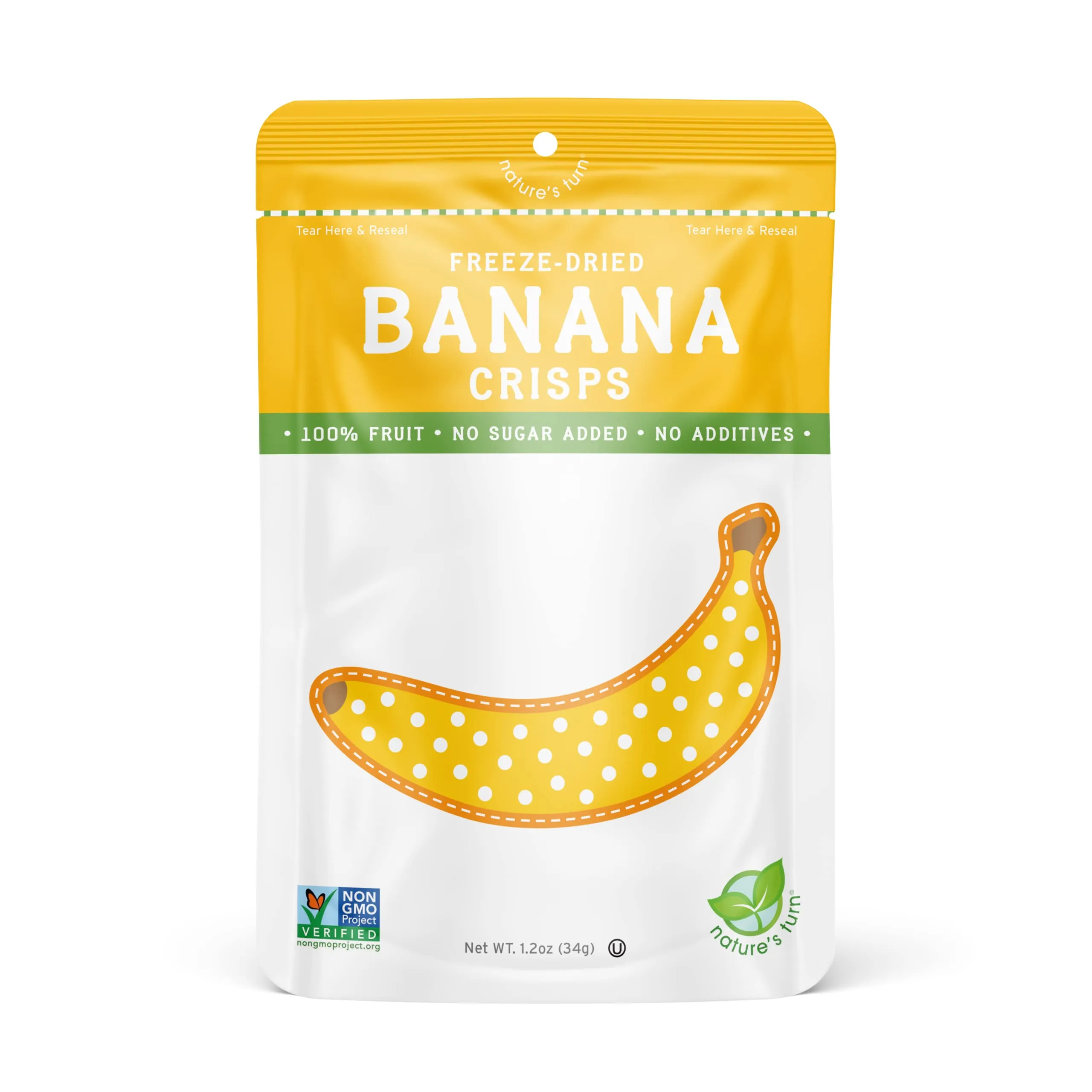 Nature’s Turn Freeze-Dried Fruit Snacks, Banana Crisps - Pack of 6 (1.2 oz Each)