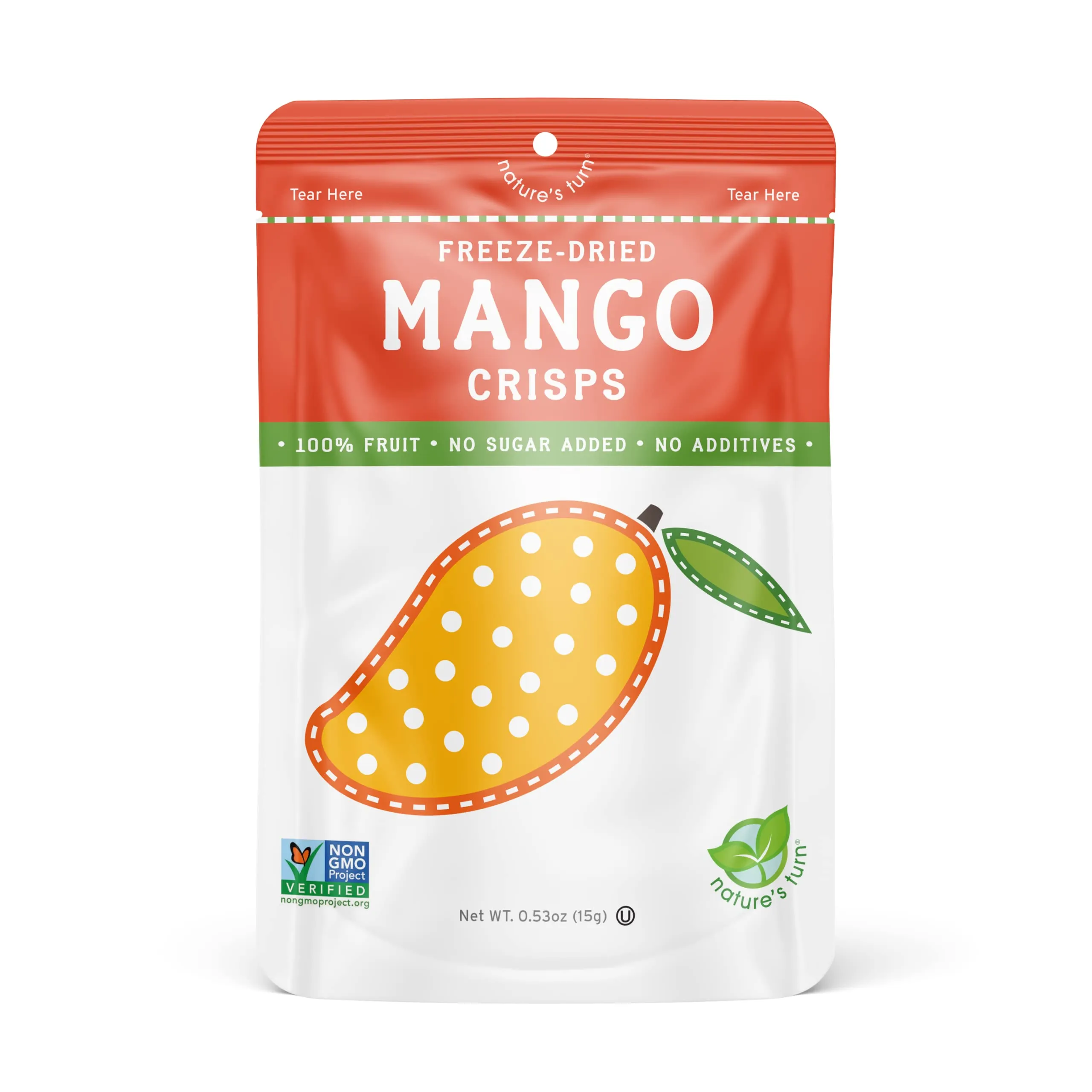 Nature’s Turn Freeze-Dried Fruit Snacks, Mango Crisps - Pack of 6 (0.53 oz Each)