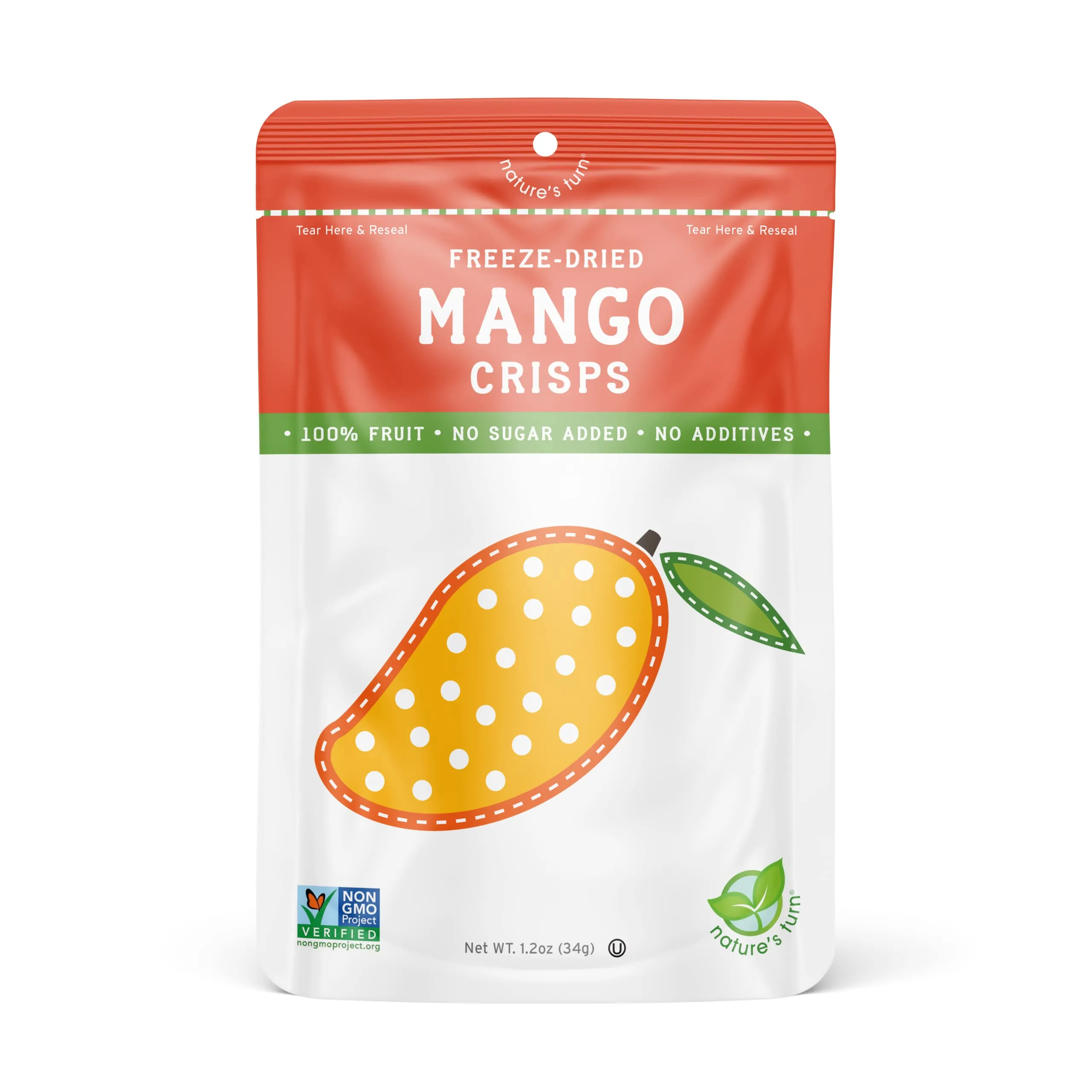 Nature’s Turn Freeze-Dried Fruit Snacks, Mango Crisps - Pack of 6 (1.2 oz Each)