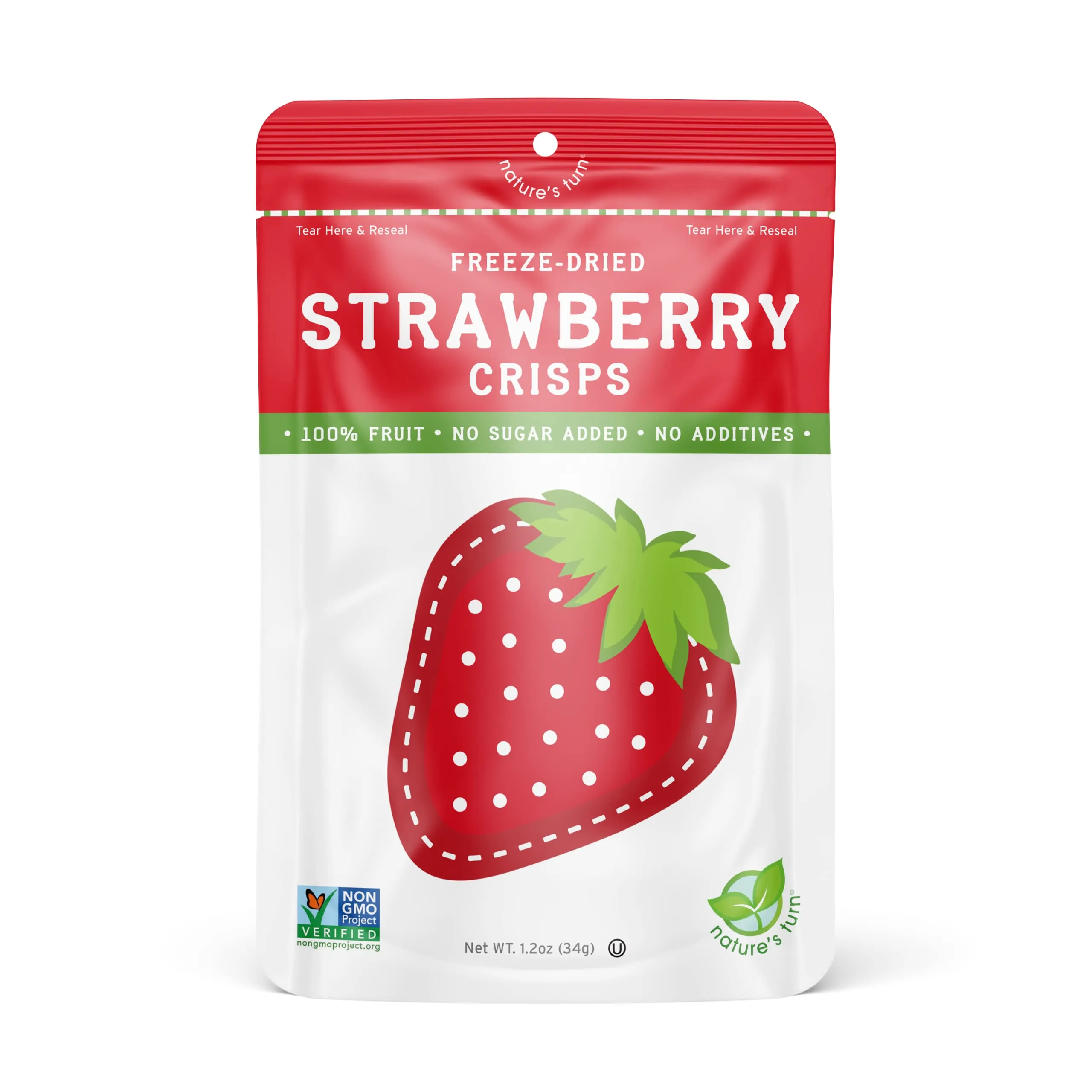 Nature’s Turn Freeze-Dried Fruit Snacks, Strawberry Crisps - Pack of 6 (1.2 oz Each)
