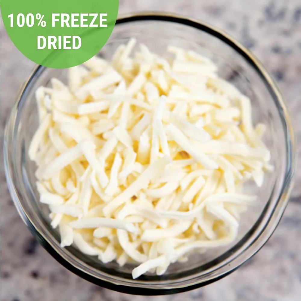 Nutristore Freeze-Dried Shredded Mozzarella Cheese #10 Can - 20 Servings