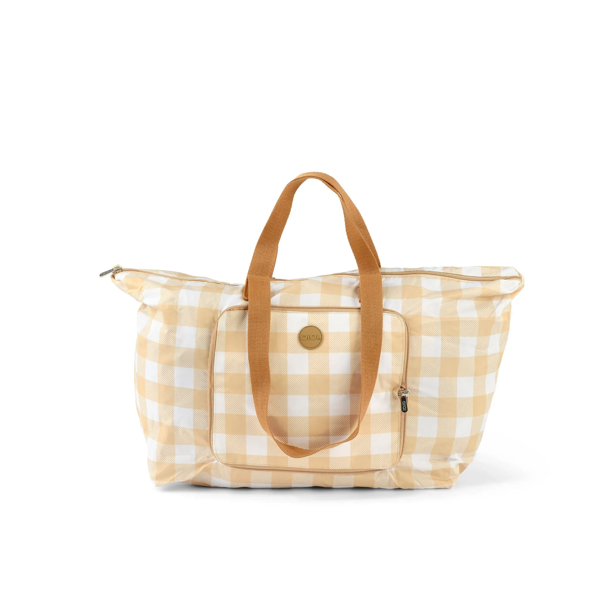 OiOi Fold-Up Tote - Beige Gingham