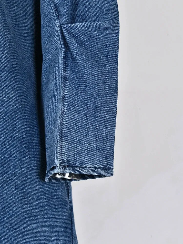 Pre Order:  Zip-Up Mid-Calf Denim Dress