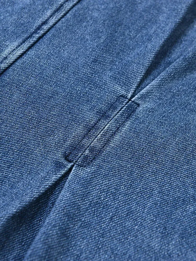 Pre Order:  Zip-Up Mid-Calf Denim Dress