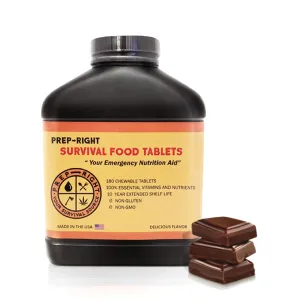 Prep-Right Survival Food Tablets - Chocolate - 180 Tablets