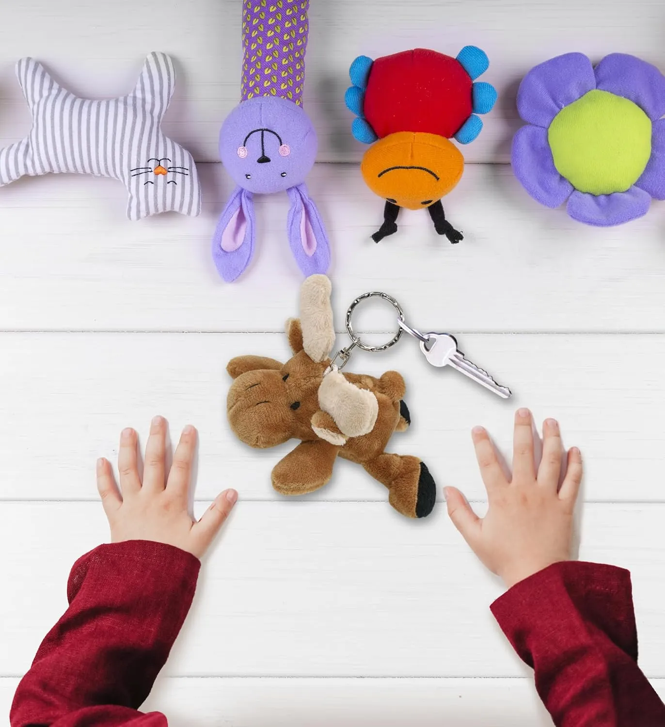 Puzzled Plush Moose Stuffed Animal Keychain - Super Soft Keychain for Backpack, Purse and Handbags, Cute Animal Keychains for Girls and Boys, Ideal Backpack Charms for Wild Animal Lovers - 4 Inches