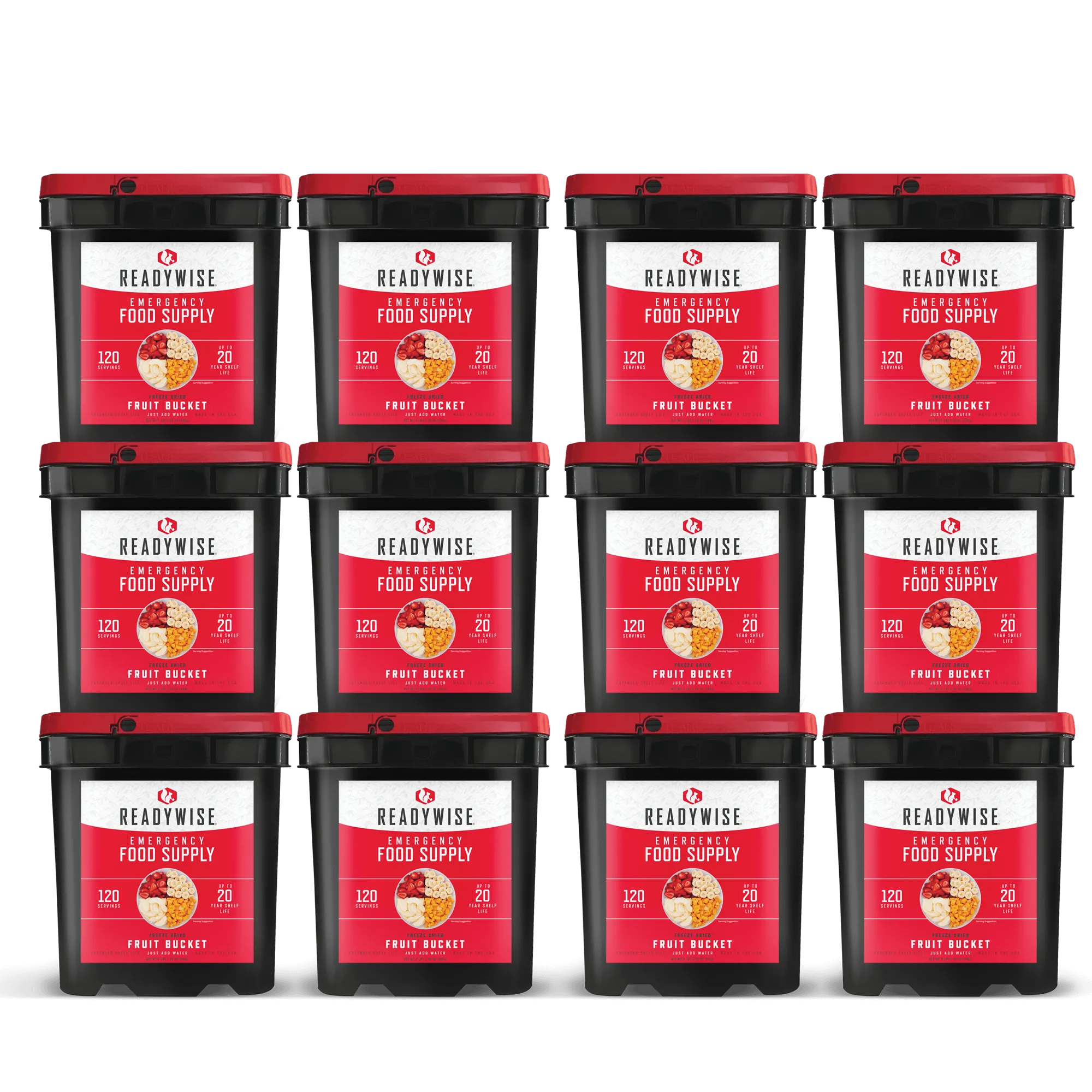 ReadyWise - 120 Serving Freeze Dried Fruit Bucket - 12 Pack