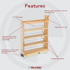 Rev-A-Shelf 5" Base Cabinet Organizer Soft-Close 448-BCBBSC-5C