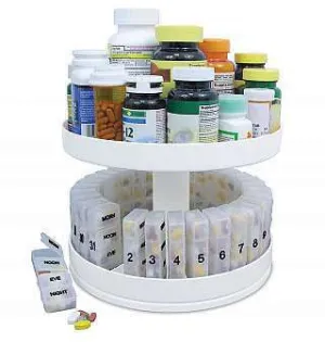 Revolving Monthly Spinning Medicine Vitamin Pill Box Holder Organizer Dispenser