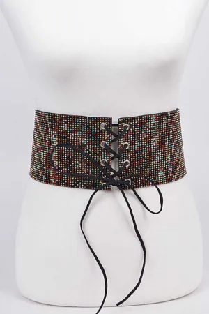 Rhinestone Snap Closure Iconic Tie Belt