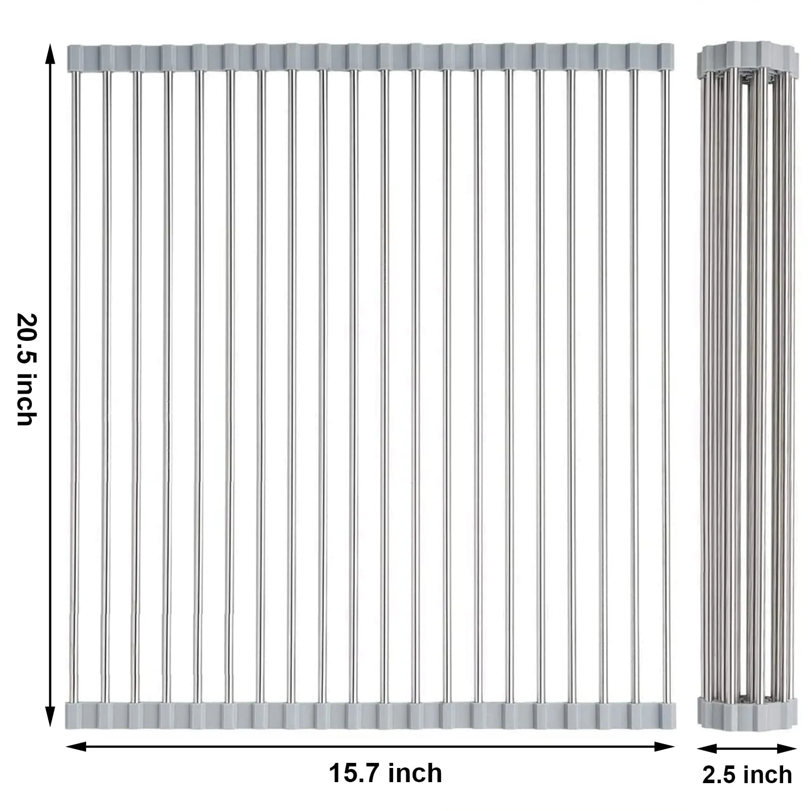 Roll Up Over The Sink Dish Drying Rack Dish Drainer for Kitchen Counter Sink Drying Rack Dish Drying Mat Folding Dish Rack Kitchen Sink Organizer Home Essentials (20.5"x15.7")