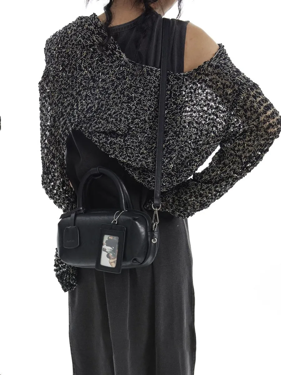 Small Tower Cowhide Leather Small Square Crossbody Bag