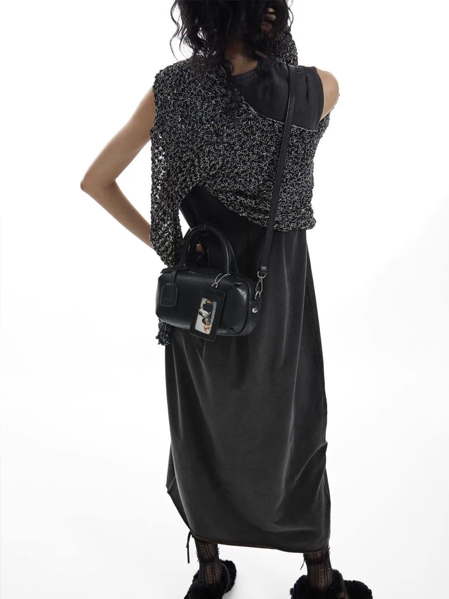 Small Tower Cowhide Leather Small Square Crossbody Bag