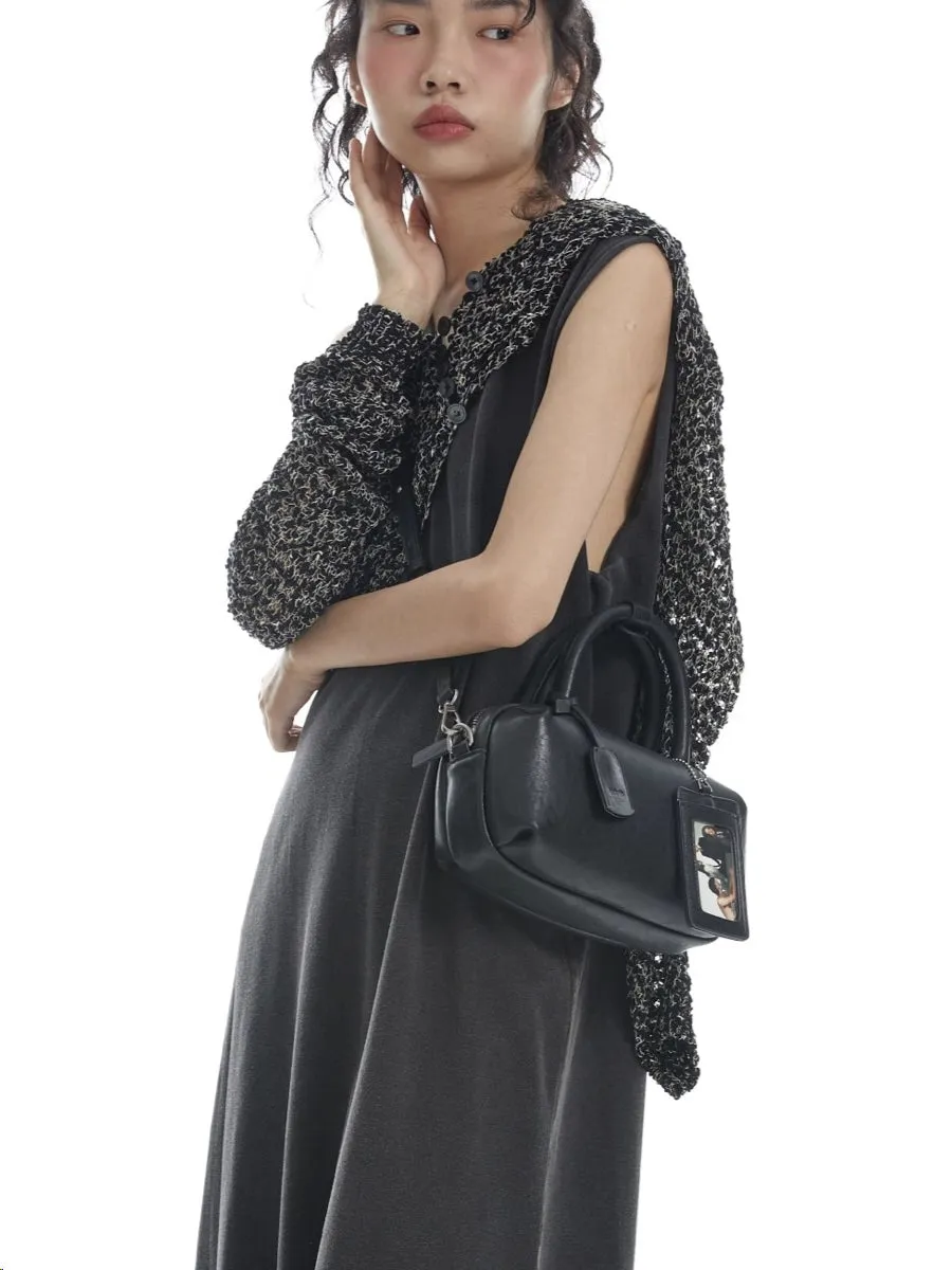 Small Tower Cowhide Leather Small Square Crossbody Bag