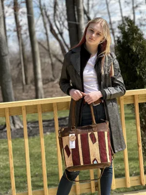 T-1264-2 MontanaCo Aztec With Pure Leather Concealed Carry Tote Bag