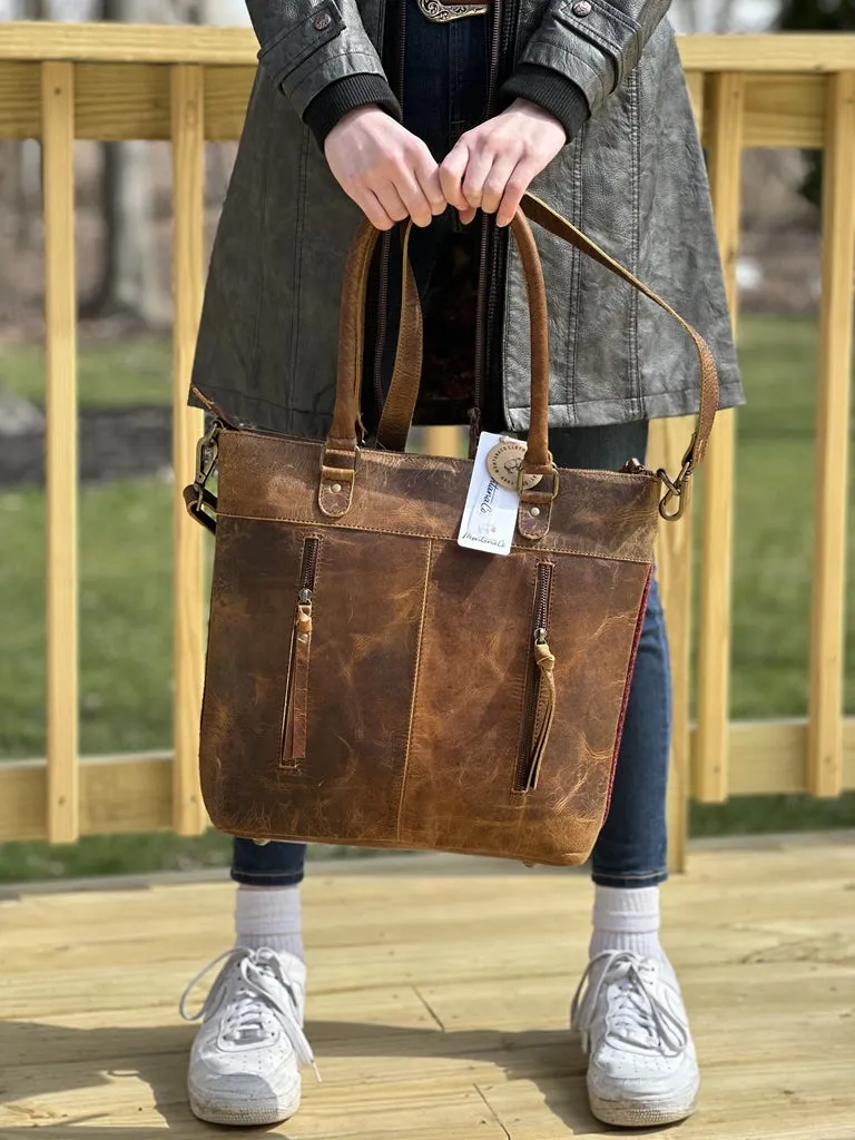 T-1264-2 MontanaCo Aztec With Pure Leather Concealed Carry Tote Bag