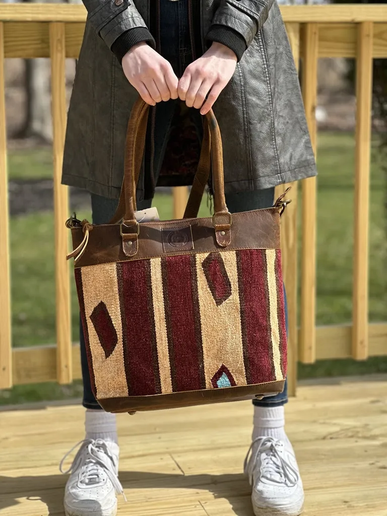T-1264-2 MontanaCo Aztec With Pure Leather Concealed Carry Tote Bag