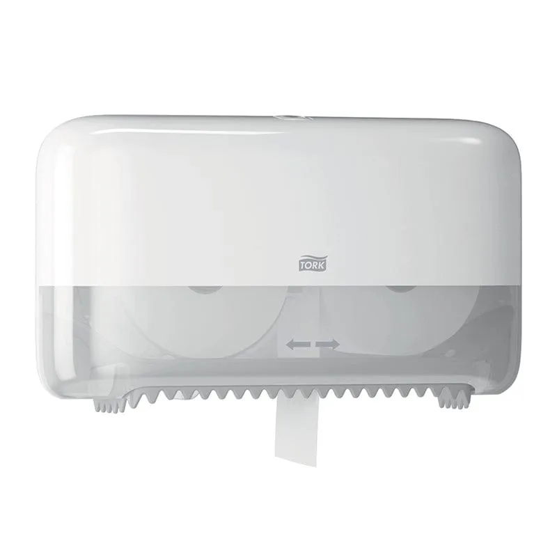 Tork Twin Mid-size Toilet Roll Dispenser White Coreless