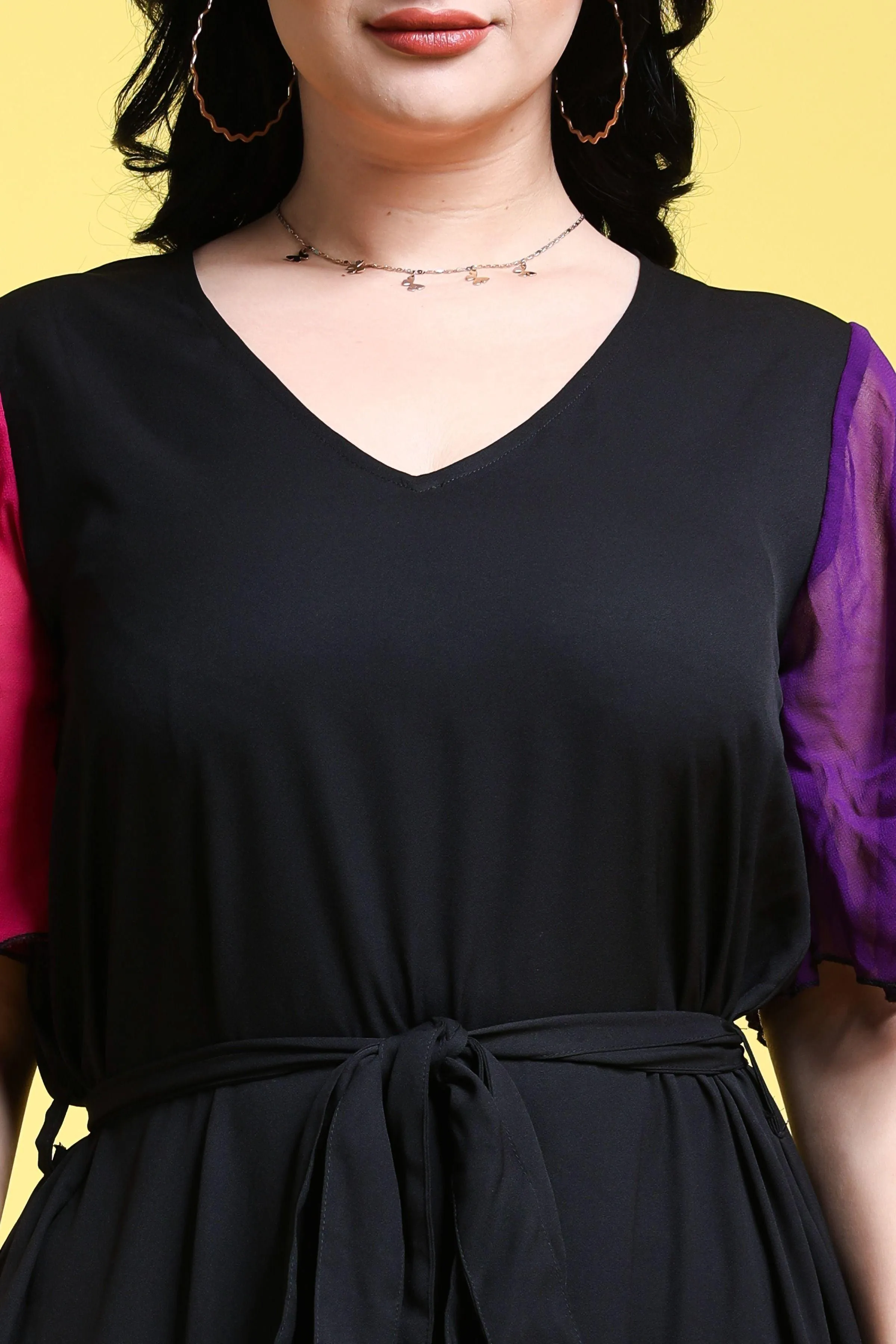 Two Tone Black Maxi Dress