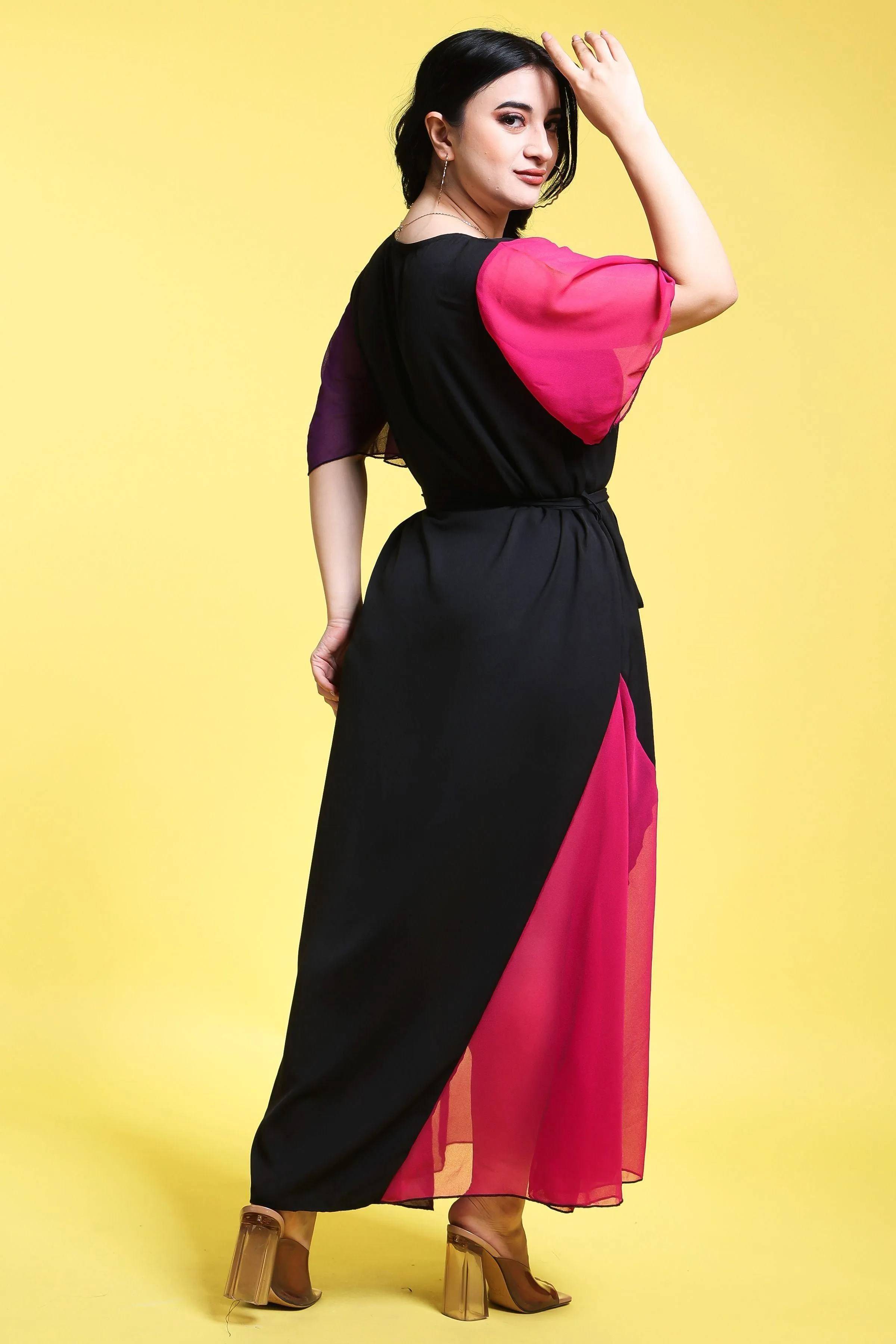 Two Tone Black Maxi Dress