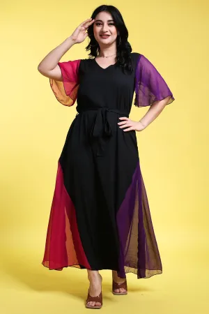 Two Tone Black Maxi Dress