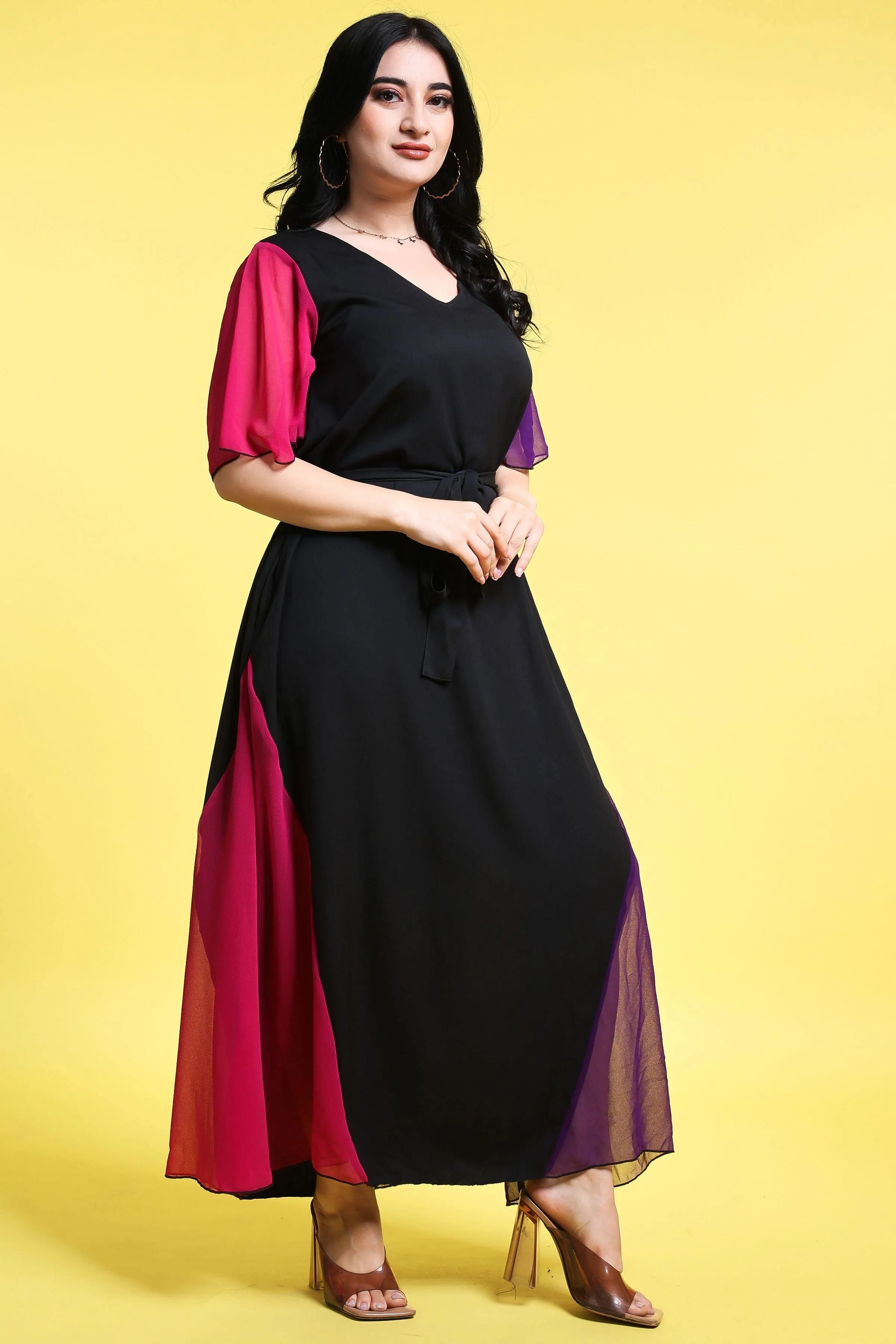 Two Tone Black Maxi Dress