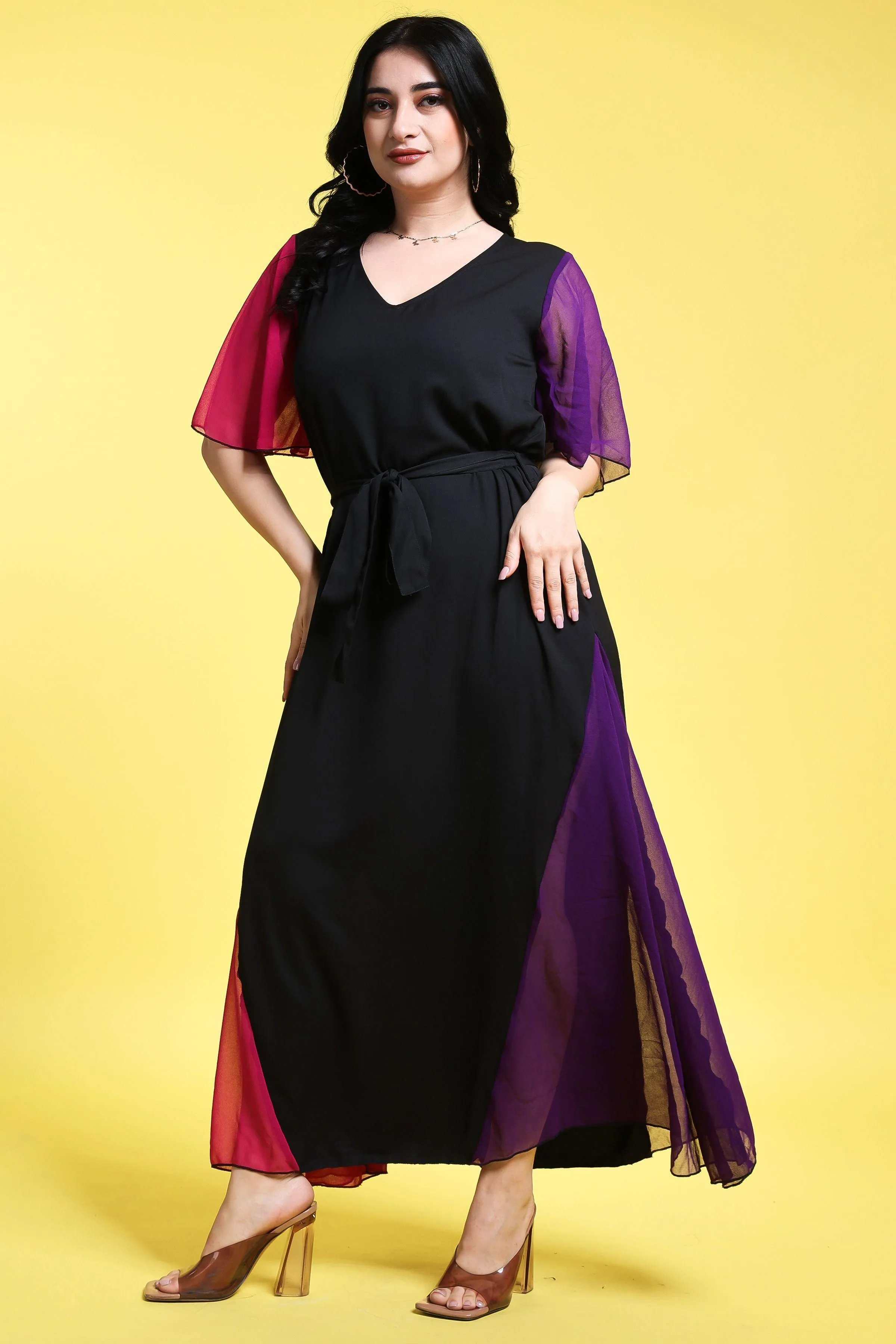 Two Tone Black Maxi Dress