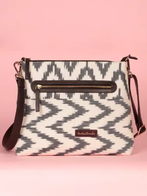 White Ikat Sling Bag - B1705
